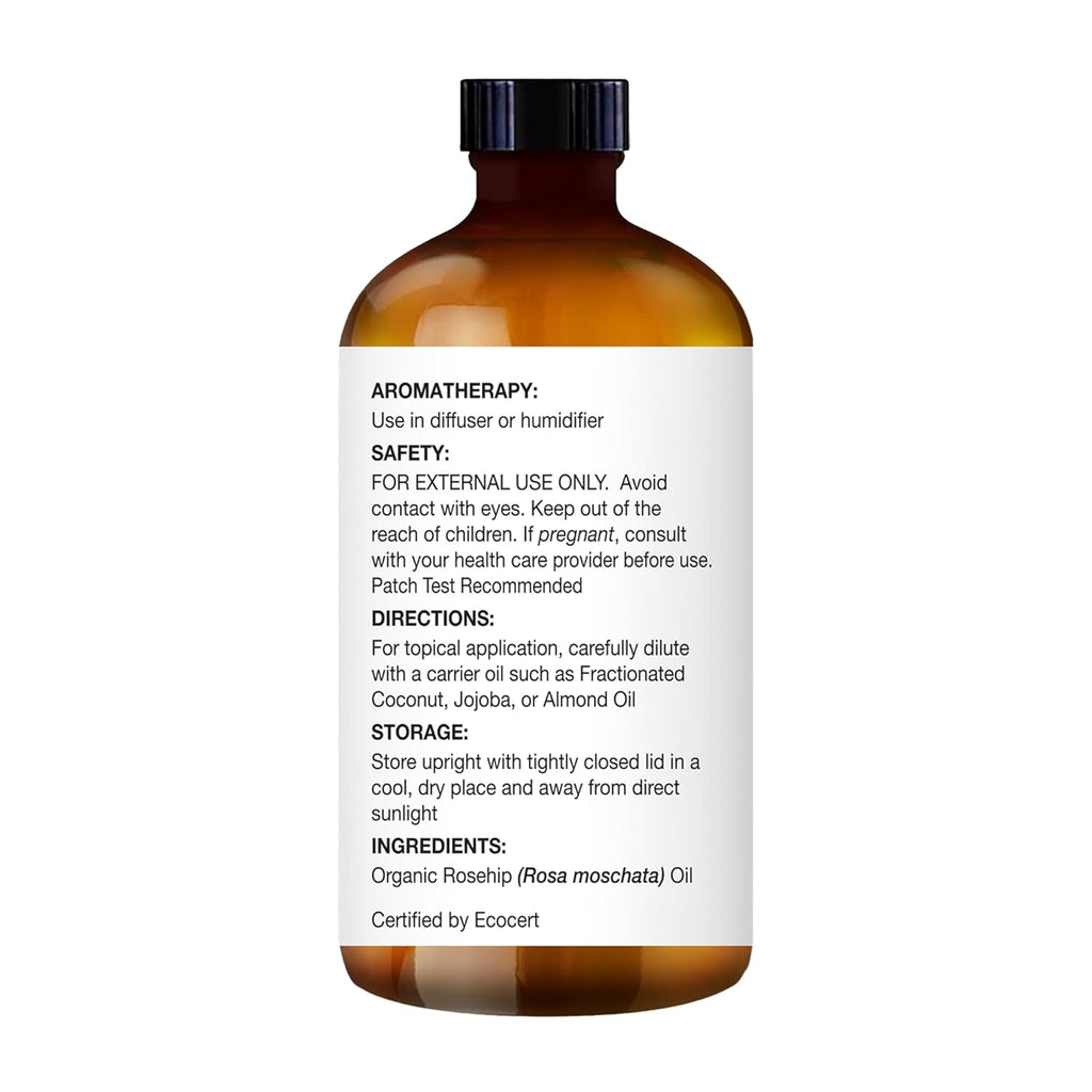 Majestic Pure Organic Rosehip Oil for Face, Skin, Hair & Massage, 4 fl oz N8278