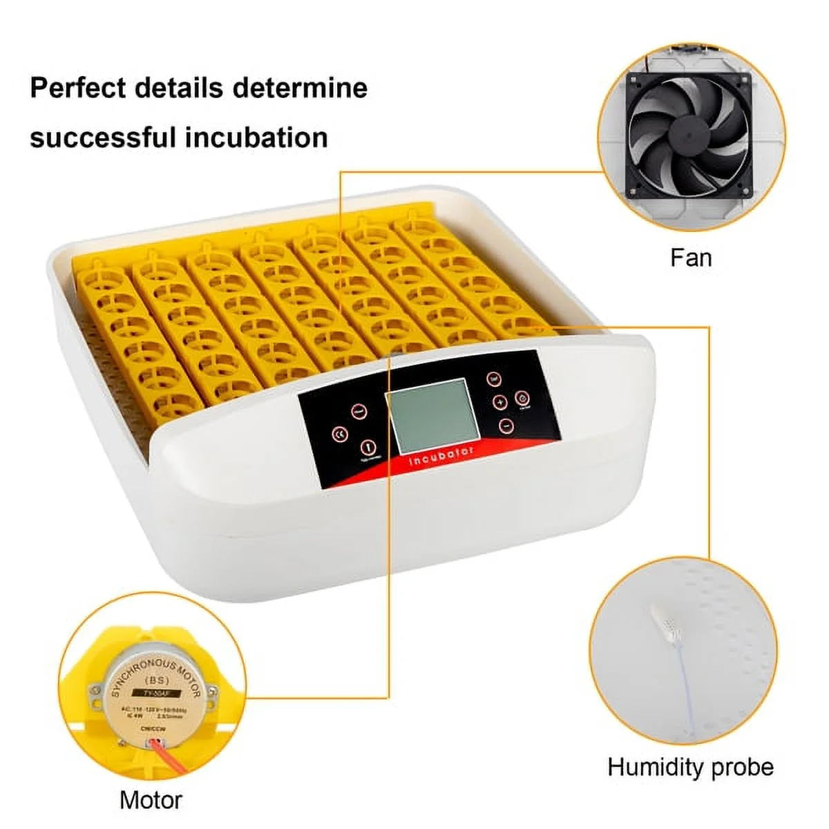 56-Egg Incubator with Automatic Egg Turning, Humidity & Temperature Control F6655