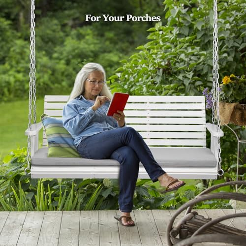 VINGLI Heavy Duty 880 LBS Patio Wooden Porch Swing with Extra Cushion, 5 FT Y211