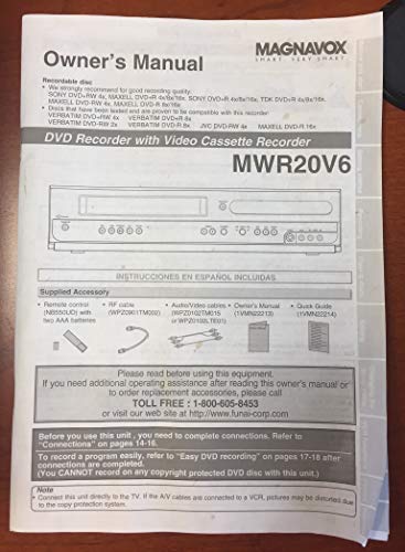 Magnavox MWR20V6 DVD Recorder VCR Combo D24485