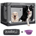 42" Portable Soft Dog Crate for Large Dogs - Collapsible Travel Kennel with Carry Bag, Foldable Cage with Durable Textilene Mesh Door, Plush Bed - Ideal for Home or Travel - Charcoal Gray
