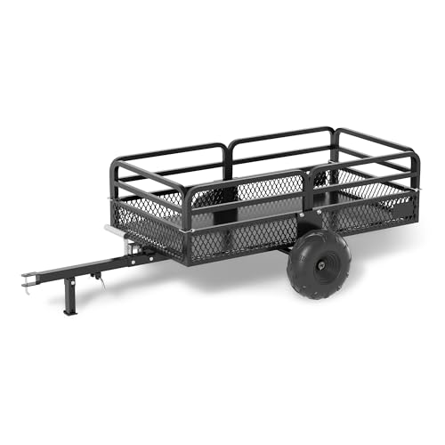 ATV Trailer Steel Dump Cart, Heavy Duty 1500lbs Utility Trailer with Removable Sides N365