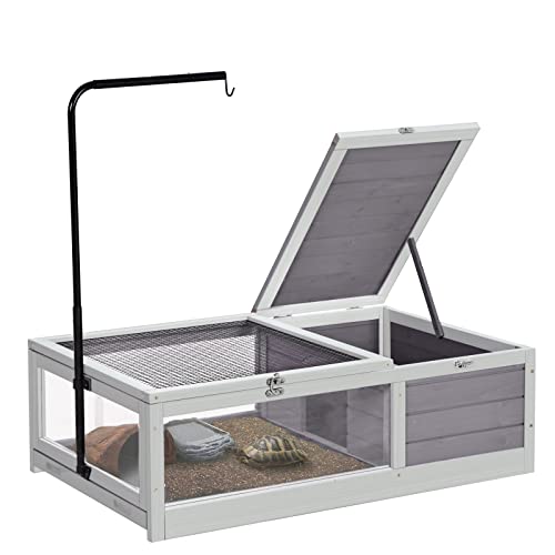 Aivituvin Tortoise House Wooden Tortoise Enclosures, Indoor Tortoise Habitat Outdoor Reptile Cage -Upgrade Version