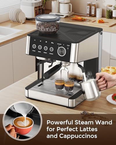 Espresso Machine with Grinder, 20 Bar, Milk Frother H74146