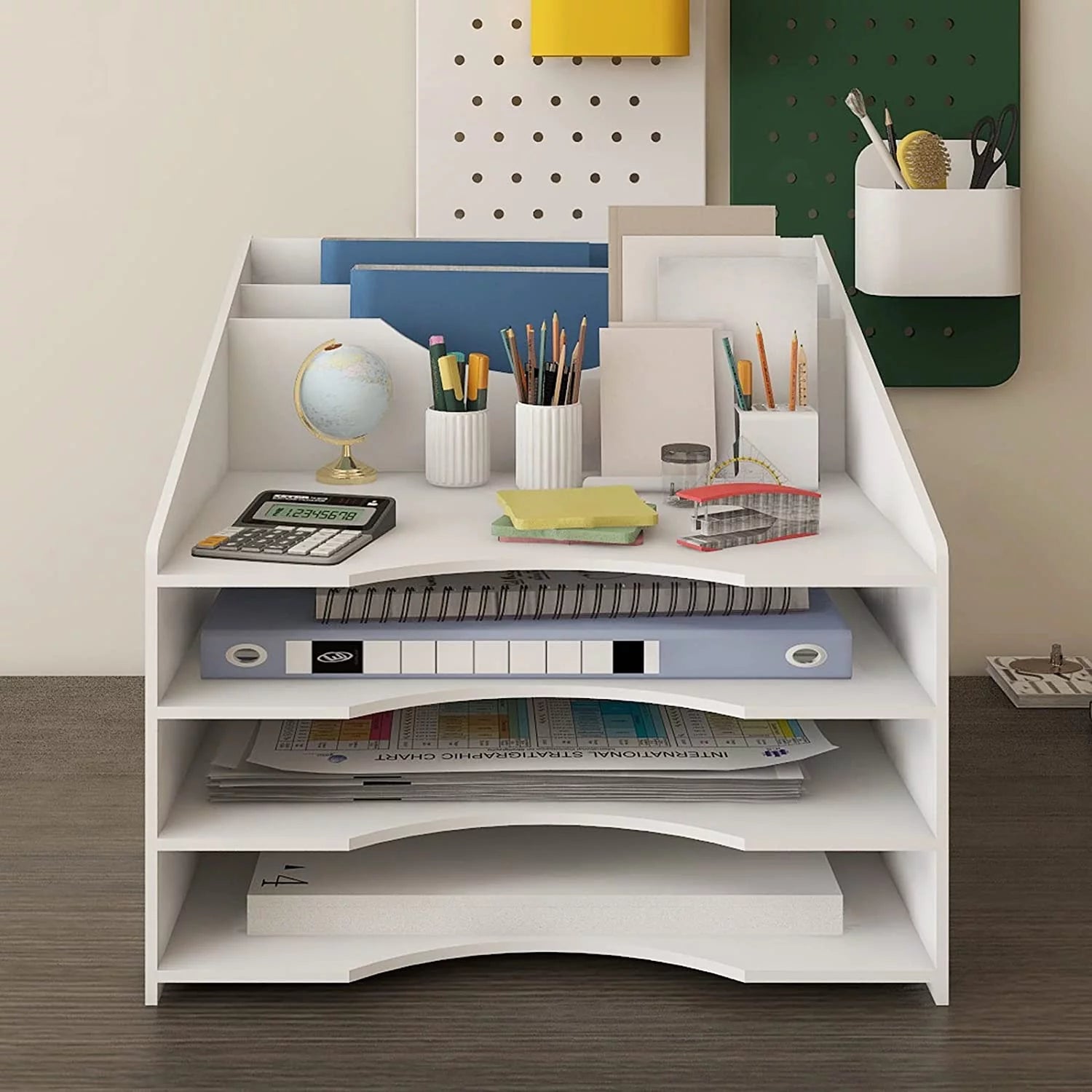 Natwind File Sorter Paper Organizer for Desk Letter Tray Holder, White F14571