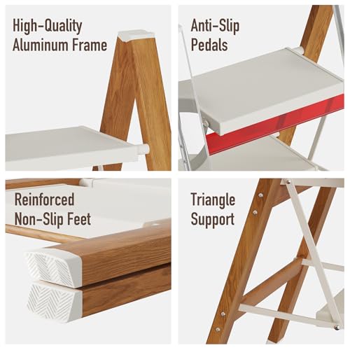 2 Step Lightweight Aluminum Folding Ladder with Anti-Slip Pedals, 330 lbs Capacity D5199