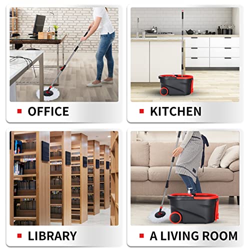 Spin Mop and Bucket Set with Wringer, 3 Microfiber Refills, Stainless Steel 61" Handle T5095