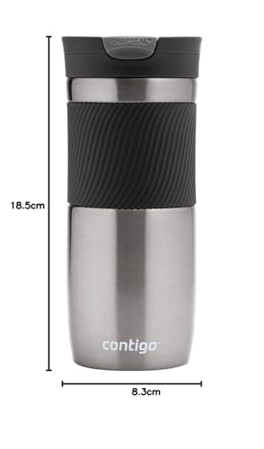Contigo Byron Snapseal Travel Mug, Stainless Steel, 590ml, Black I34141