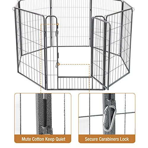 Dog Playpen Indoor Outdoor Foldable Metal Pet Exercise Fence with Door Gate V979227
