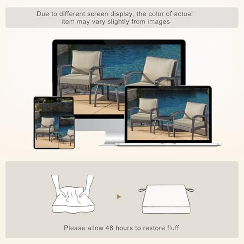 Favoyard Patio Chair Cushions 19 x 19 x 3 Inch Waterproof Outdoor Set of 2, Beige Q67095