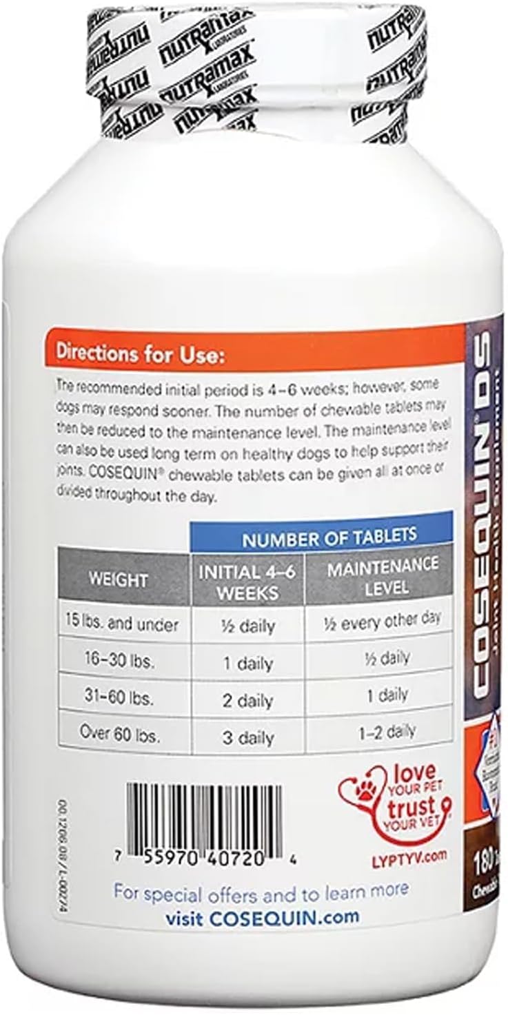 Cosequin MSM Joint Health Supplement for Dogs, 180 Chewable Tablets N527