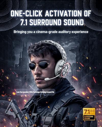 Wireless Gaming Headset 7.1 Surround Sound Bluetooth for PC PS5 PS4 Mac Switch G754169