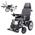 Heavy Duty Electric Wheelchair for Adults, Automatic Reclining Powered Wheelchairs with Flip-Back Armrest & Swing-Away Leg Rests, All Terrain Foldable Motorized Wheel Chair with Headrest,Grey