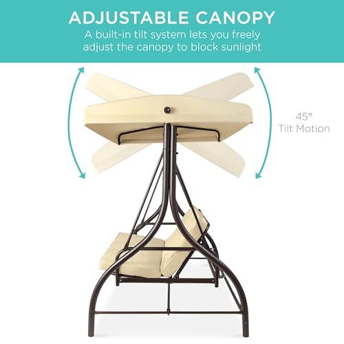Best Choice Products 3-Seat Outdoor Canopy Swing Glider with Adjustable Shade, Midnight Green A10932