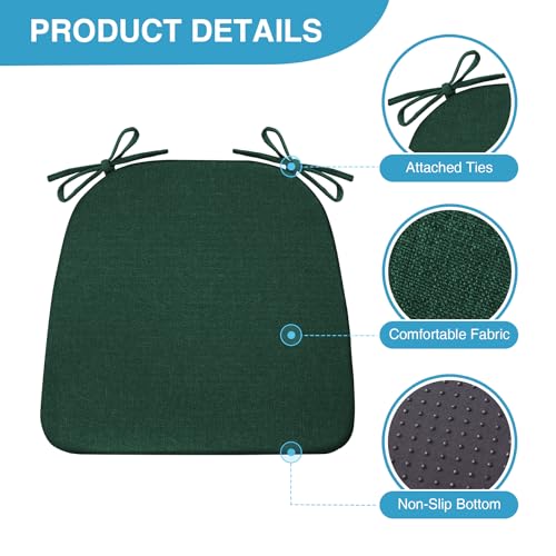 Chair Cushions for Dining Chairs Set of 4, Non Slip with Ties, Black H39445