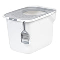 IRIS USA Rectangular Top Entry Cat Litter Box with Scoop, Large Cat Litter Box Enclosure, Kitty Litter Box, Black/Gray