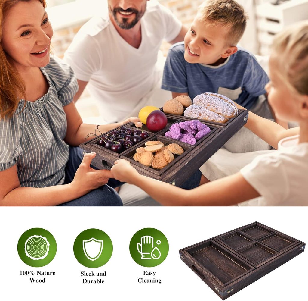 Wood Serving Tray with Handles, Set of 7 Nesting Trays T138681