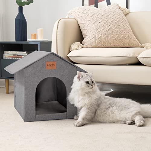 Love's cabin Outdoor Cat House Weatherproof Insulated with Removable Soft Cushion Grey K971