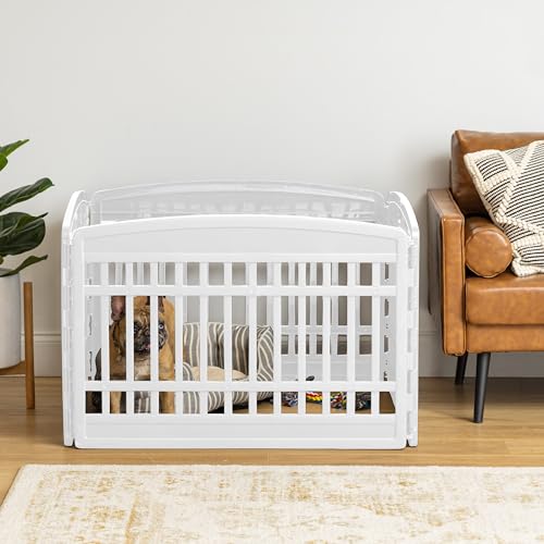 IRIS USA 8-Panel Dog Playpen, 24" Tall, Foldable, Black B171