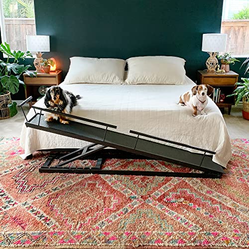 Dog Ramp for Beds - Solid Hardwood, Adjustable up to 37" High, for Small Dogs up to 50lbs F8083