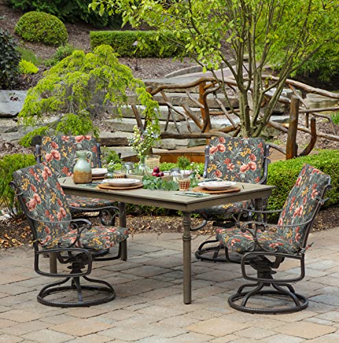 Arden Outdoor Dining Chair Cushion, 20 x 20, Rain-Proof, Peacock Blue Green Texture J4105
