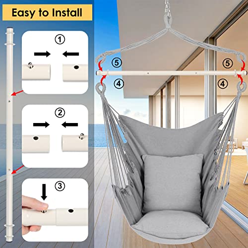Y-STOP Hammock Chair Hanging Rope Swing with 2 Cushions, Beige I74503