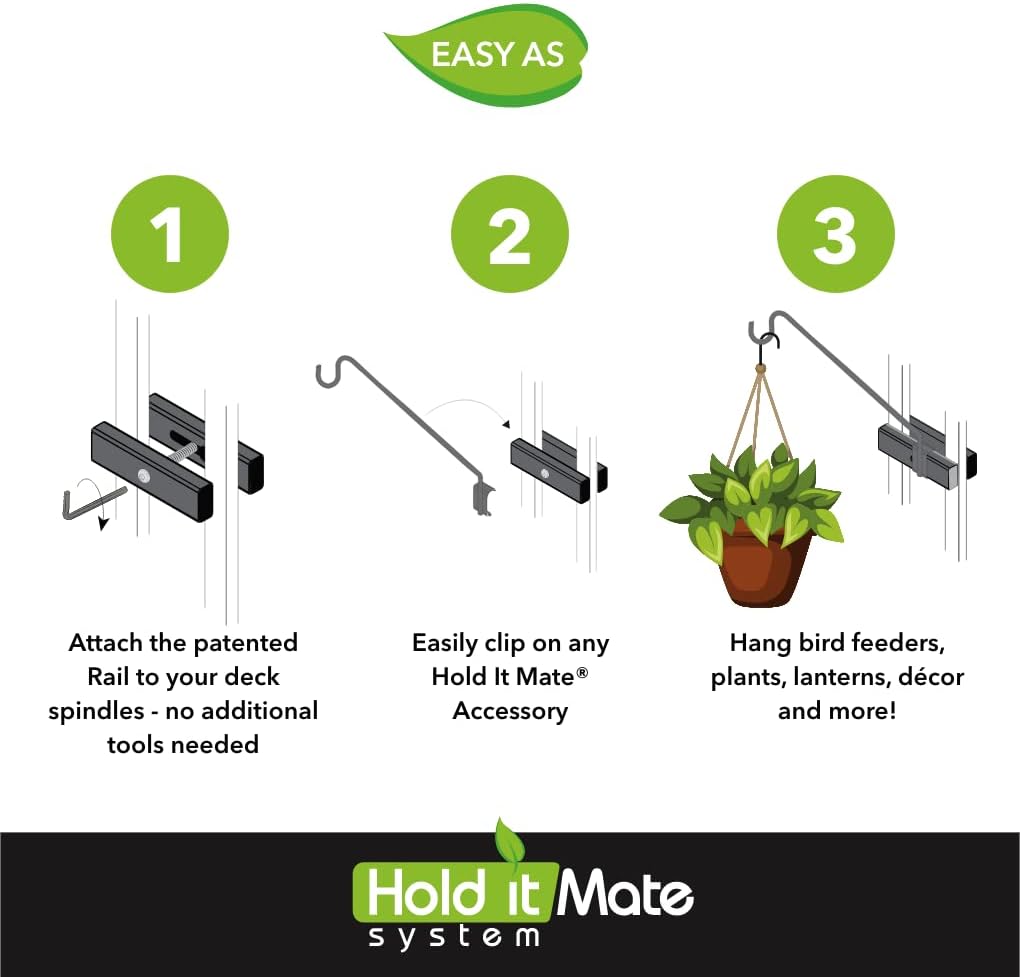 Hold It Mate Multi Use Deck Mounted Hook Kit for Bird Feeders, Planters, and Wind Chimes J859