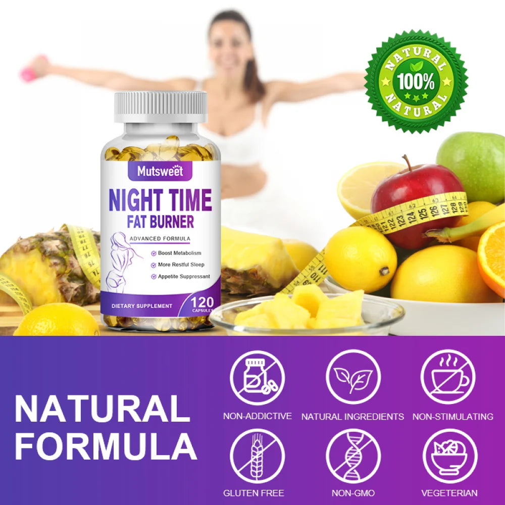(2 Pack) Night Time Fat Burner Weight Loss Pills for Women & Men, Appetite Suppressant, 240 Veggie Capsules J217