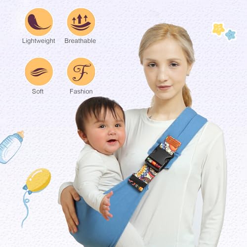 Baby Sling Carrier Newborn to Toddler, Non-Slip Hip Seat, Blue Sailboat E574