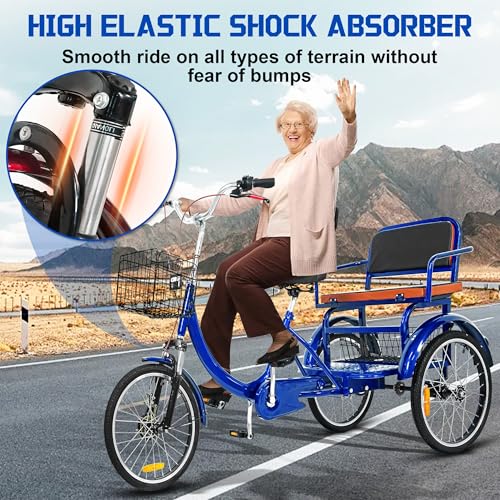 MOOITZ Adult Tricycle 20 Inch 3-Wheel Low Step-Through Cruiser Bike with Baskets X437