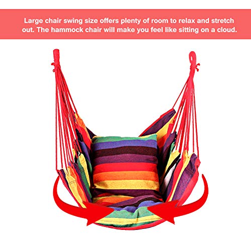 Hommtina Hammock Chair Hanging Rope Swing, Max 300 Lbs, Dark Gray W16807