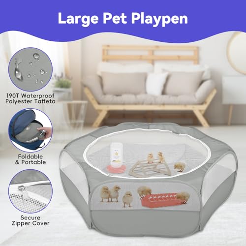 Pawaboo Small Animals Playpen, Waterproof Pet Cage Tent with Zippered Cover, Portable Outdoor Yard Fence, Green C9530