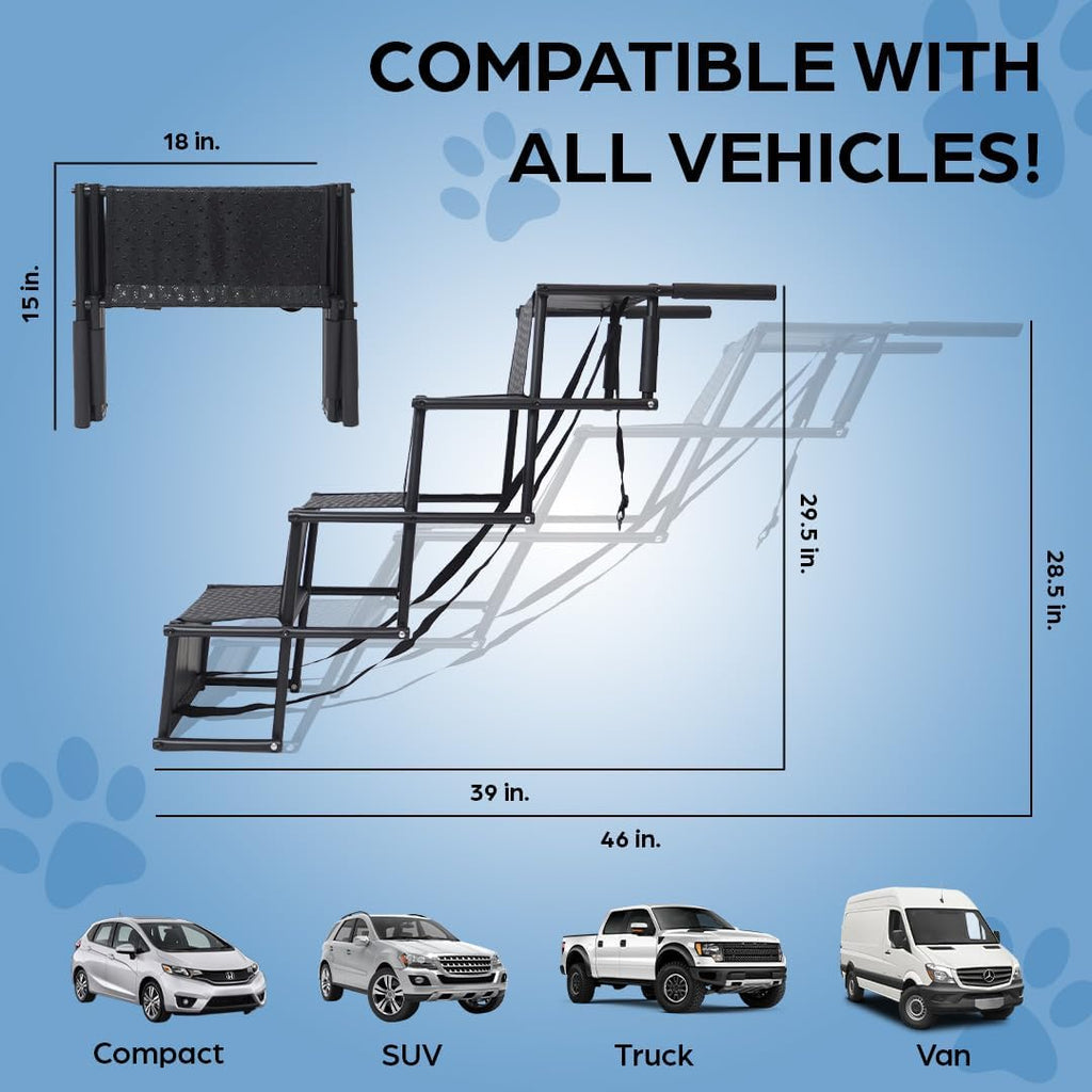 Dog Ramps for Small & Big Dogs, Lightweight Folding Pet Stairs for Truck, SUV, High Bed W97746