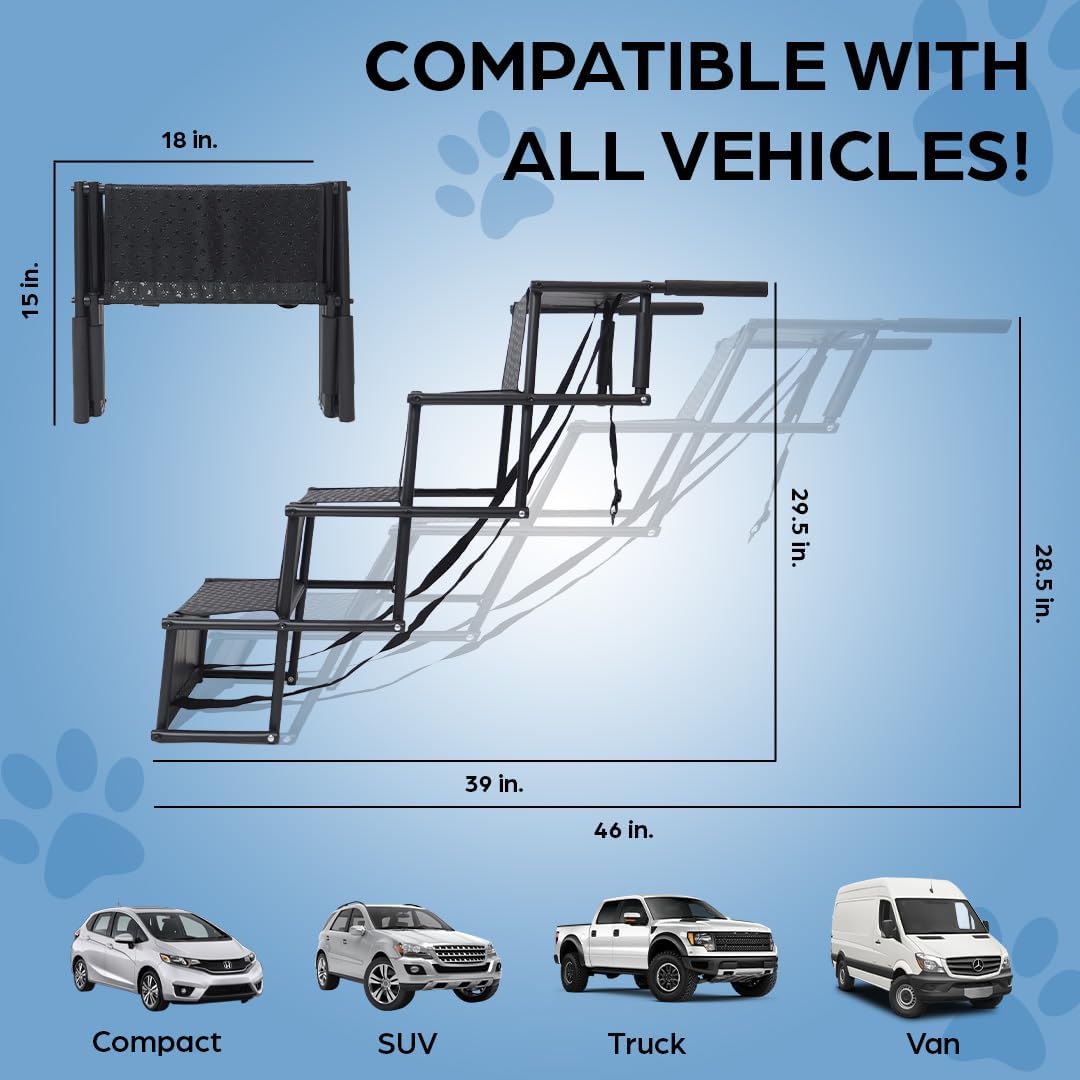 Dog Ramps for Small & Big Dogs, Lightweight Folding Pet Stairs for Truck, SUV, High Bed W97746