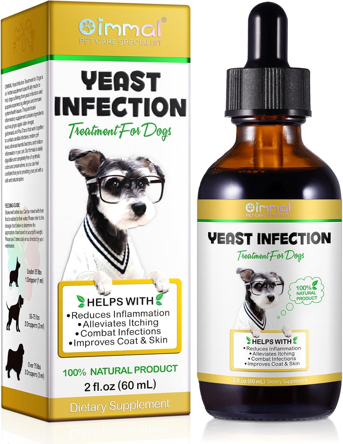 Yeast Infection Treatment for Dogs,Dog Natural Yeast Ear Infection Treatment,Allergy Relief&Skin Itch Relief,Inflammation Relief, Alleviates Itching,Supports Dog Healthy