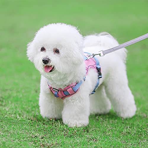 AIITLE Adjustable Dog Harness with Reflective Vest for Small and Medium Dogs Pink G762