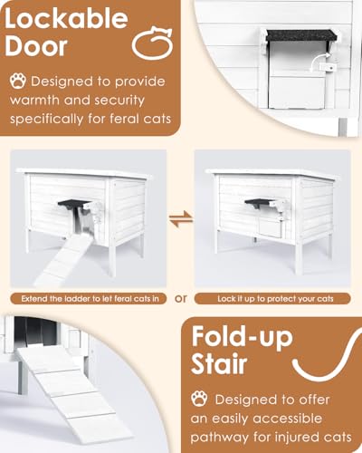 Ivy&Lane Outdoor Cat House Insulated Weatherproof Shelter for Winter Q61283