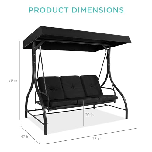 Best Choice Products 3-Seat Outdoor Canopy Swing Glider with Adjustable Shade, Midnight Green A10932