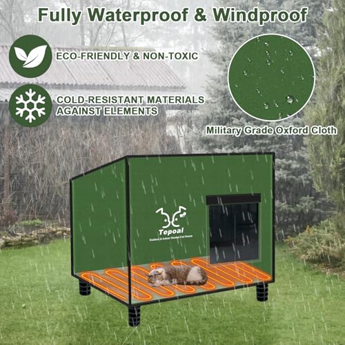 Heated Cat House for Outdoor Winter, Waterproof Insulated Feral Cat Shelter, 20x16x20 in Q65925