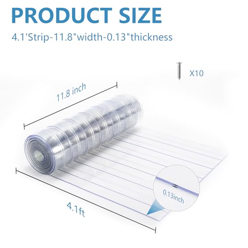 Dog Door Replacement Flaps, Plastic Vinyl, 11.8" W x 4.1' L, Clear I7733