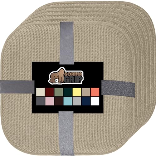 GORILLA GRIP Slip Resistant Chair Cushions, Memory Foam, Set of 2, Beige W525