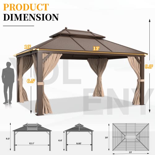 YOLENY 10' x 12' Hardtop Gazebo with Galvanized Steel Double Roof, Netting and Curtains Y84317