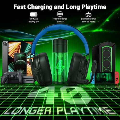 Wireless Gaming Headset with Noise Canceling Mic for PC, PS5, PS4, Switch, Mac B84241