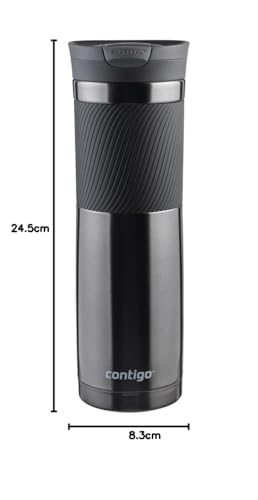 Contigo Byron Snapseal Travel Mug, Stainless Steel, 590ml, Black I34141