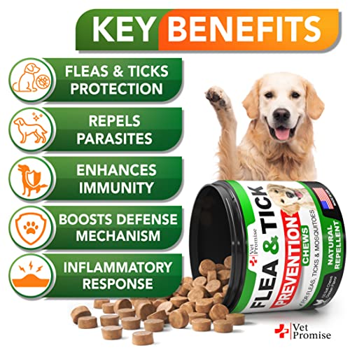 All Natural Flea and Tick Chewables for Dogs - Made in USA - 120 Tablets E29559