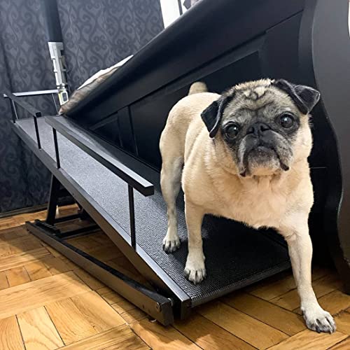 Dog Ramp for Beds - Solid Hardwood, Adjustable up to 37" High, for Small Dogs up to 50lbs F8083