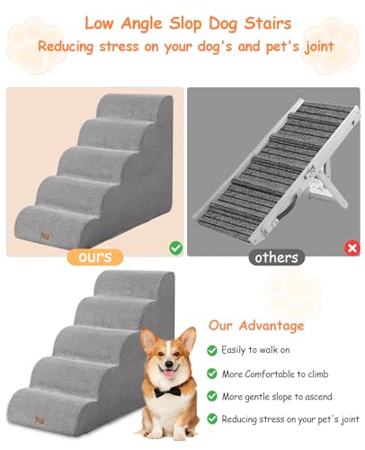 3 Step Dog Stairs for Small Dogs, Non-Slip Pet Ramp for Bed and Couch E416715