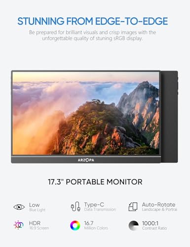 ARZOPA 15.6'' FHD 1080P Portable Monitor with Kickstand, IPS Display, USB-C & HDMI J54429