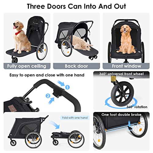 R8 Extra Large Foldable Pet Stroller for Large Dogs, Black I14277