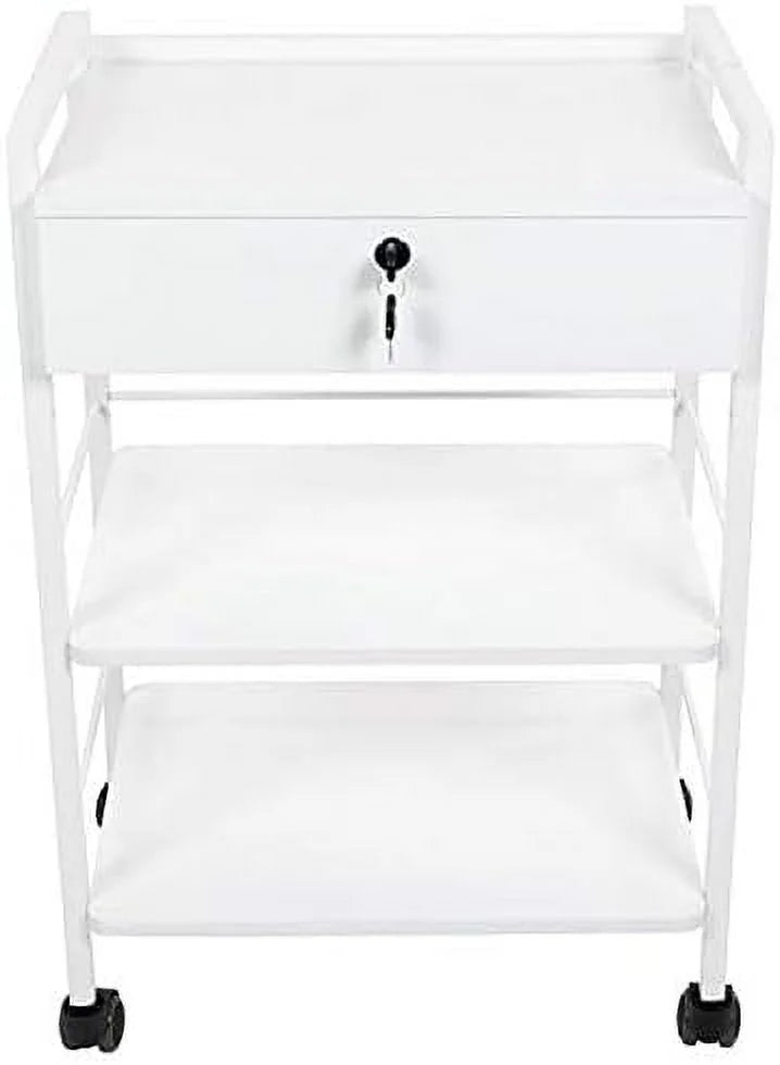 Pro Medical Dental Mobile Utility Cabinet Cart with Steel Frame and One Drawer L7394